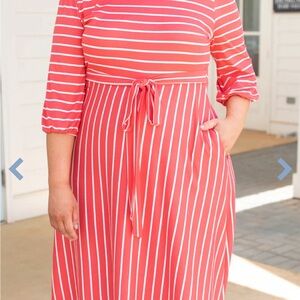3x Chic Soul dress- coral and white stripe